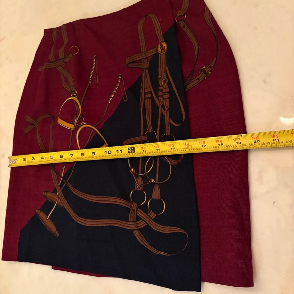 Ralph Lauren Vintage 80s Equestrian Mini Skirt Horse Bit Stirrup Wool Wrap Short - Picture 10 of 16